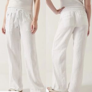 Athleta Cabo Linen Wide Leg Pant size 8 Calla Lily #447244